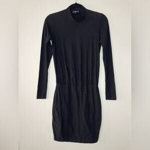 James Perse Black Mockneck Blouson Long Sleeve Dress Size S